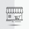 shop, store, market, building, shopping Line Icon on Transparent Background. Black Icon Vector Illustration