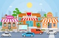 Shop Store Small Business Landscape in Town Urban with Tree Sky Illustration Royalty Free Stock Photo