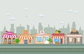 Shop Store Small Business Landscape in Town Urban with Tree Sky Illustration