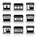 Shop or store, supermarket icons set Royalty Free Stock Photo