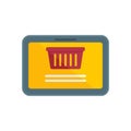 Shop tablet basket icon flat isolated vector