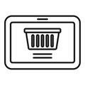 Shop tablet basket icon, outline style