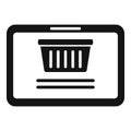 Shop tablet basket icon, simple style