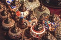 Shop with traditional mosaic multi colored turkish lamps or lanterns. Popular souvenir from Turkey. Istanbul.