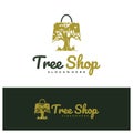 Shop Tree logo design concept vector. Tree Shop Logo Design Template. Creative Symbol. Icon Royalty Free Stock Photo