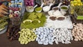 Shop of Turkish sweets and Turkish Delight with Pistachio. Turkish sweets with hazelnuts, almond and nougat. Sweets and