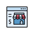 Shop, website icon. Simple color with outline vector elements of economy icons for ui and ux, website or mobile application Royalty Free Stock Photo