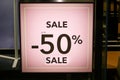 Shop Window With Sale Sign at shopping mall Royalty Free Stock Photo