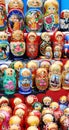 Shop window with set of russian dolls