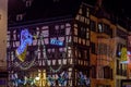 Shop-window and street decoration of Strasbourg before Christmas Royalty Free Stock Photo