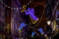 Shop-window and street decoration of Strasbourg before Christmas Royalty Free Stock Photo