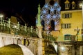 Shop-window and street decoration of Strasbourg before Christmas Royalty Free Stock Photo