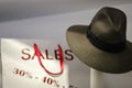 Shop window with summer hat