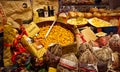 Shop window of traditional food in the city centre of Bologna, Italy.