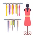 Shop Window in Women Clothing Store Mannequin Set Royalty Free Stock Photo