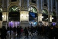 Shop windows of the PRADA luxury boutique store in Galleria Vittorio Emanuele II gallery at night Royalty Free Stock Photo