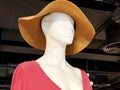 Shop women`s clothing. Mannequin in modern stylish clothes. Mannequin in a bonnet