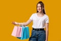 Shopaholic lifestyle online shopping happy woman Royalty Free Stock Photo