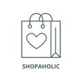 Shopaholic vector line icon, linear concept, outline sign, symbol