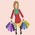 Shopaholic woman vector cartoon