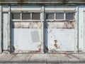 Shopfront with white blank and windows of a closed door. Old House Entrance with Wooden Door Royalty Free Stock Photo