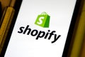 Shopify ecommerce business platform, Shopify application on smartphone Royalty Free Stock Photo