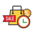 Shoping bag illustration. shoping bag with time icon. can use for, icon design element,ui, web, mobile app