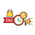 Shoping bag illustration. shoping bag with time icon. can use for, icon design element,ui, web, mobile app