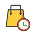 Shoping bag illustration. shoping bag with time icon. can use for, icon design element,ui, web, mobile app