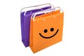 Shoping bag with smile icon on white background Royalty Free Stock Photo