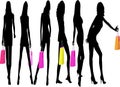 Shoping Girls - vector illustration Royalty Free Stock Photo