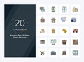 20 Shoping Retail And Video Game Elements line Filled icon for presentation
