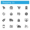 Shoping, storeflat gray icons set of 16