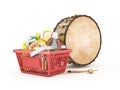 Shopingbasket and ramadan drum