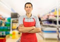 Shopman at the supermarket Royalty Free Stock Photo