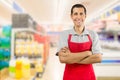 Shopman at the supermarket Royalty Free Stock Photo