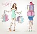 Shopoholic shopping girls fashion sale Royalty Free Stock Photo