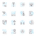 Shopper affinity linear icons set. Loyalty, Preference, Attachment, Devotion, Dedication, Commitment, Fervor line vector Royalty Free Stock Photo