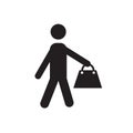 Shopper with bags icon vector sign and symbol isolated on white background, Shopper with bags logo concept