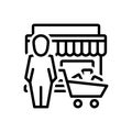 Black line icon for Shopper, shopkeeper and chandle