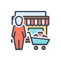 Color illustration icon for Shopper, shopkeeper and chandle