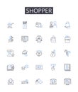 Shopper line icons collection. Consumer, Buyer, Customer, Patron, Client, User, Purchaser vector and linear illustration