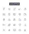 Shopper line icons collection. Consumer, Buyer, Customer, Patron, Client, User, Purchaser vector and linear illustration