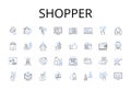 Shopper line icons collection. Consumer, Buyer, Customer, Patron, Client, User, Purchaser vector and linear illustration