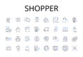 Shopper line icons collection. Consumer, Buyer, Customer, Patron, Client, User, Purchaser vector and linear illustration