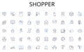 Shopper line icons collection. Sharing, Bartering, Borrowing, Renting, Swapping, Trading, Co-creation vector and linear Royalty Free Stock Photo