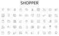 Shopper line icons collection. Wine, French, Rustic, Cozy, Mediterranean, Outdoor, Gourmet vector and linear