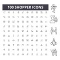 Shopper line icons, signs, vector set, outline illustration concept