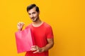 Shopper man gift client lifestyle sale shop package surprise buy bag