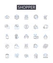 Shopper line icons collection. Consumer, Buyer, Customer, Patron, Client, User, Purchaser vector and linear illustration